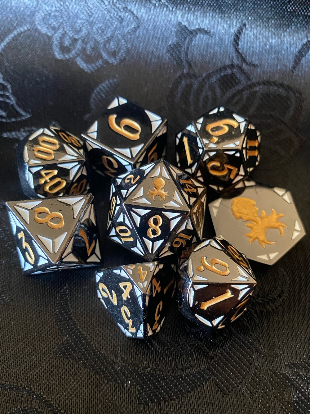 Kraken Dice - Black and Gold Metal RPG Dice Set